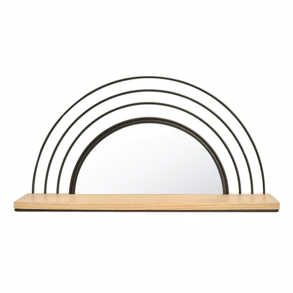 *Black* Half Moon Wall Shelf & Mirror
